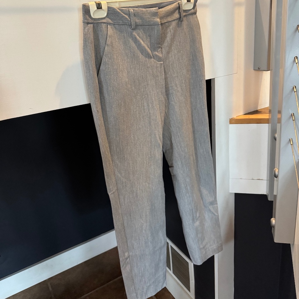 Express Columnist Ankle Mid Rise Light Gray Dress Pant